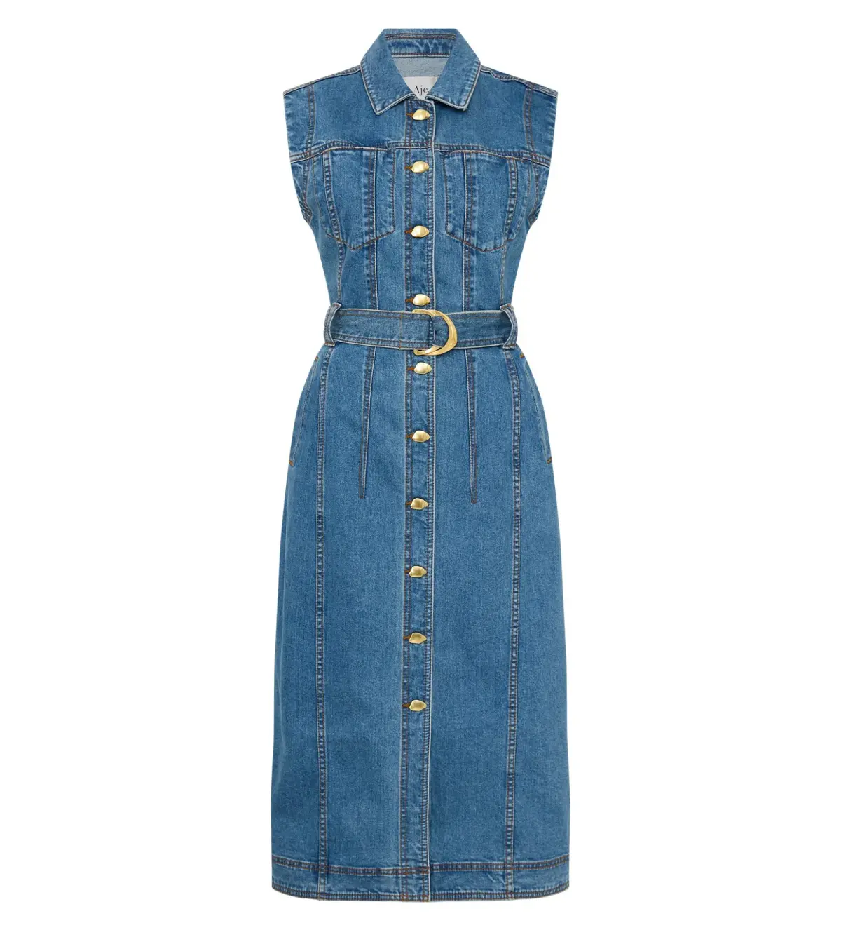 Aje Darcie Denim Midi Dress in 90's Wash Size AU 6 - Image 5