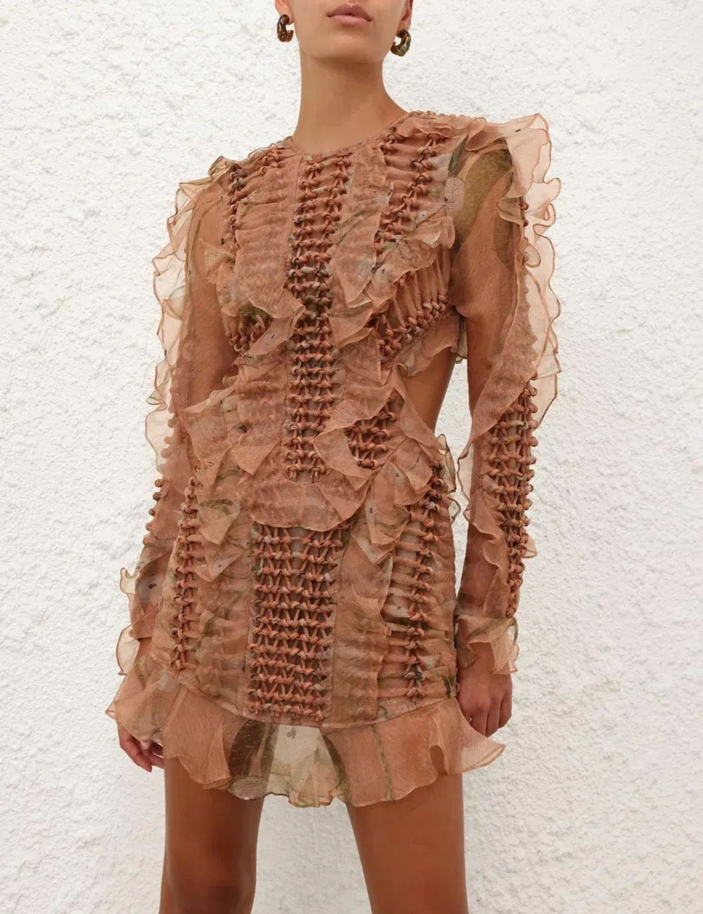 Zimmermann Illuminate Braided Mini Dress Cotton Candy Size 0 for rent on The Volte - main image