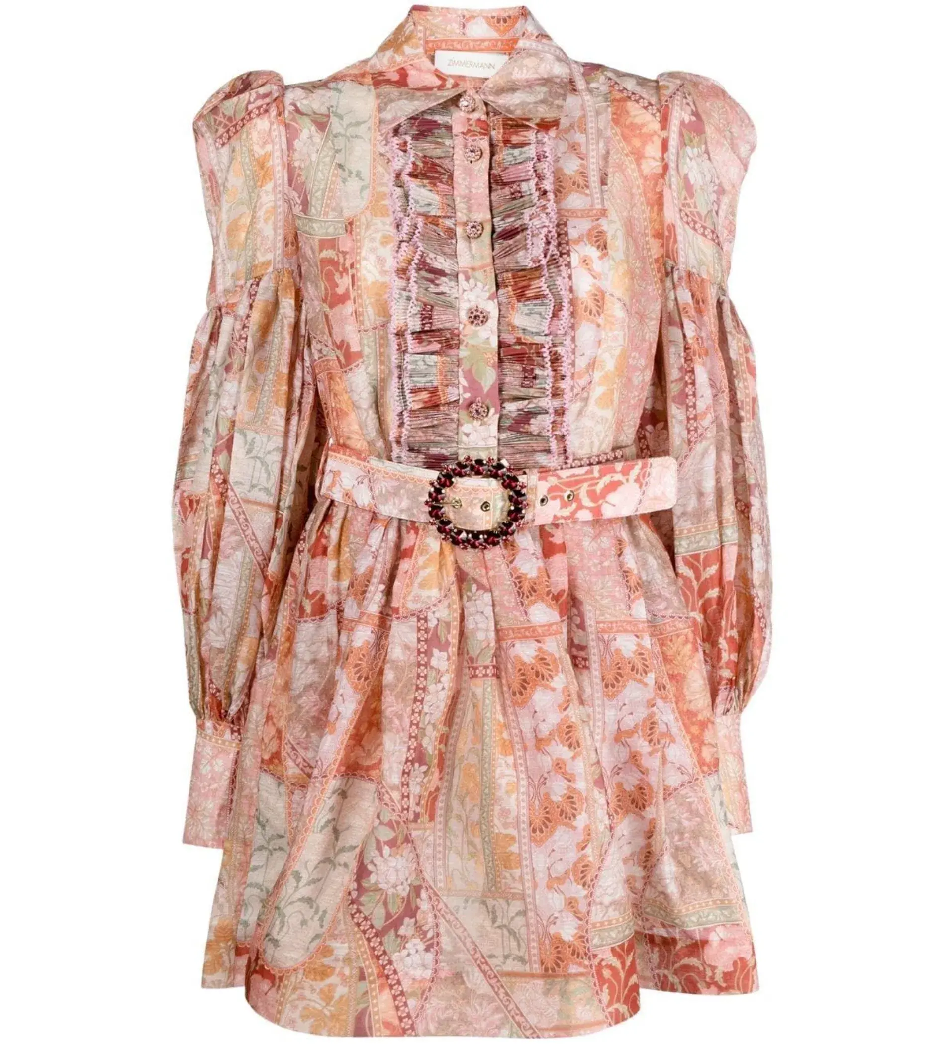 Zimmermann Kaleidoscope Tuxedo Frill Mini Dress Size 0 / AU 8 - Image 5