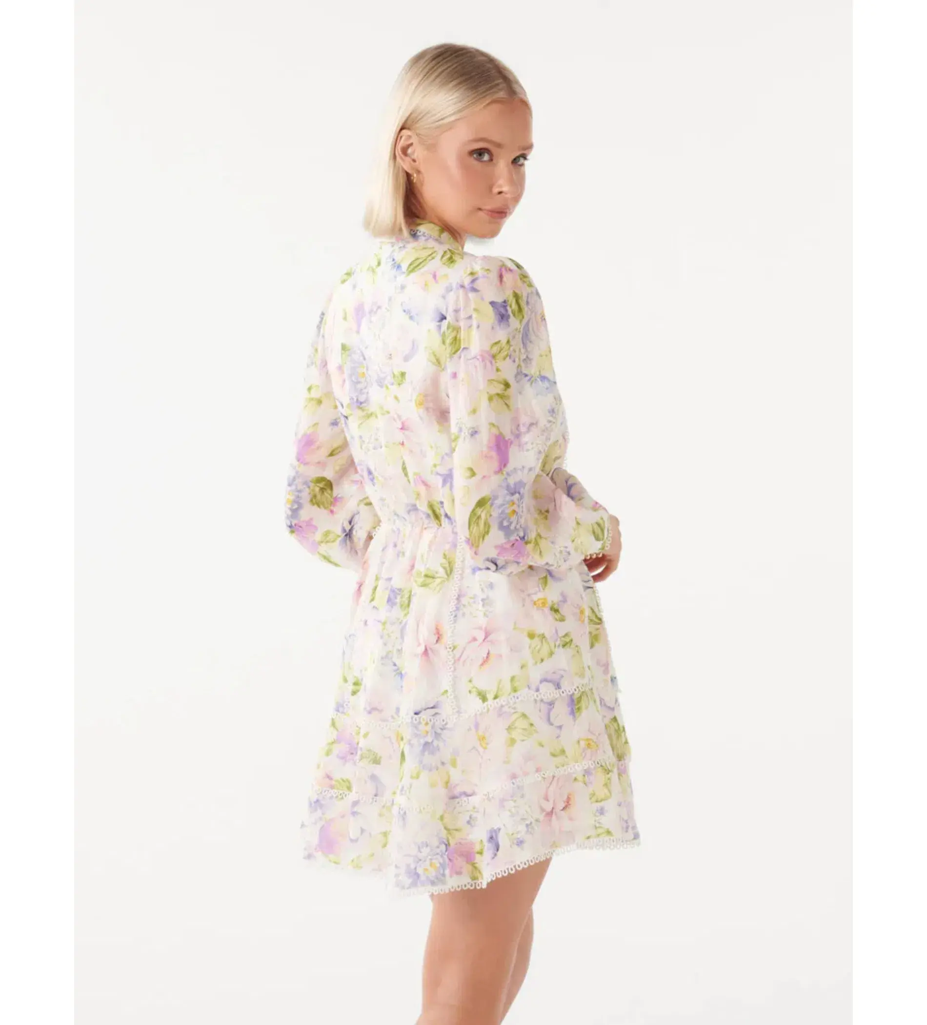 Forever New Vanessa Trim Skater Dress Light Floral Print Size 6 - Image 2