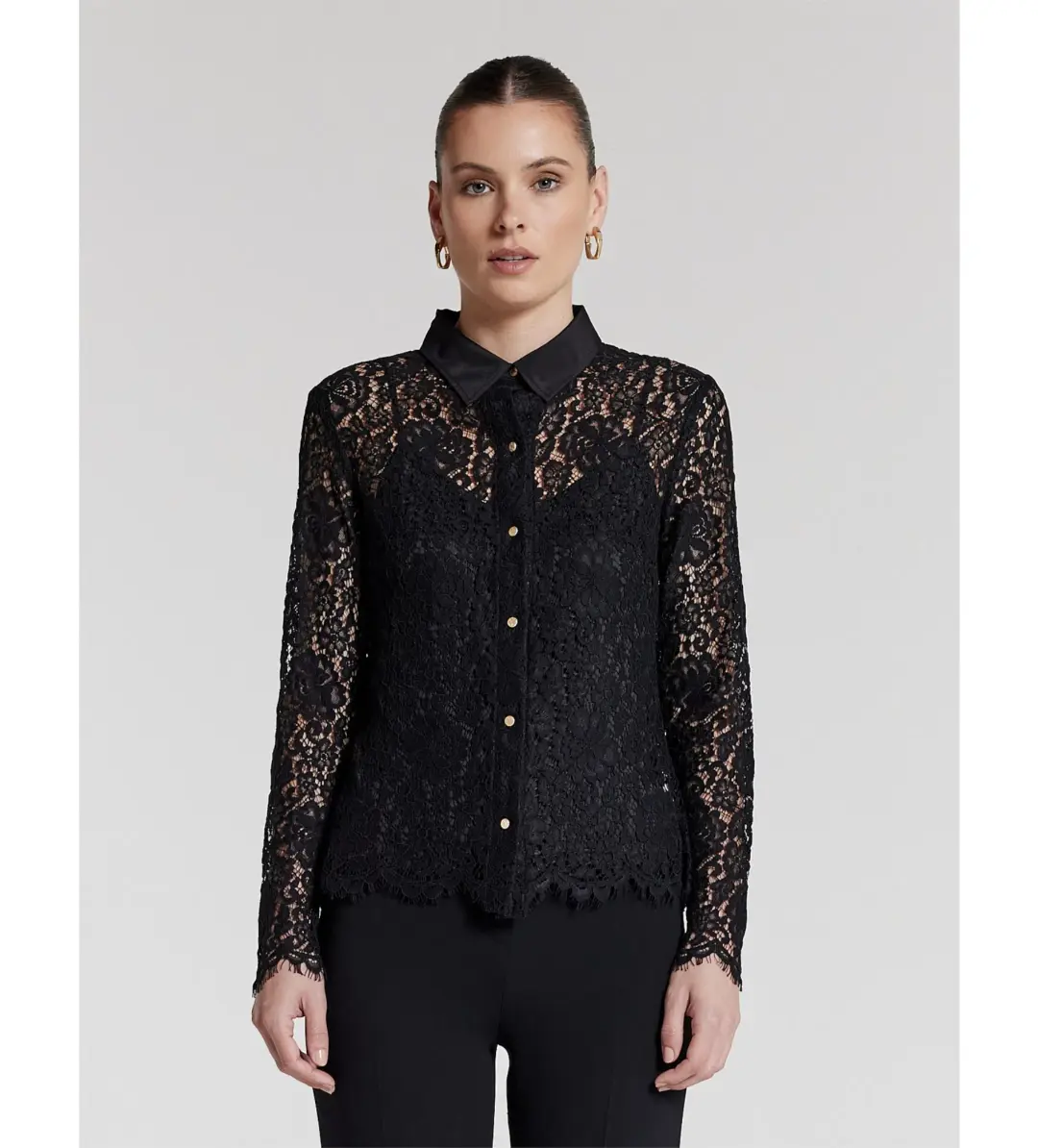 Perri Cutten Como Lace Shirt Black Size AU 6 for rent on The Volte - main image