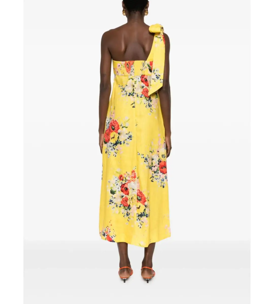 Zimmermann Alight Asymmetric Midi Dress in Yellow Floral Size 1 / AU 10 for rent on The Volte - main image