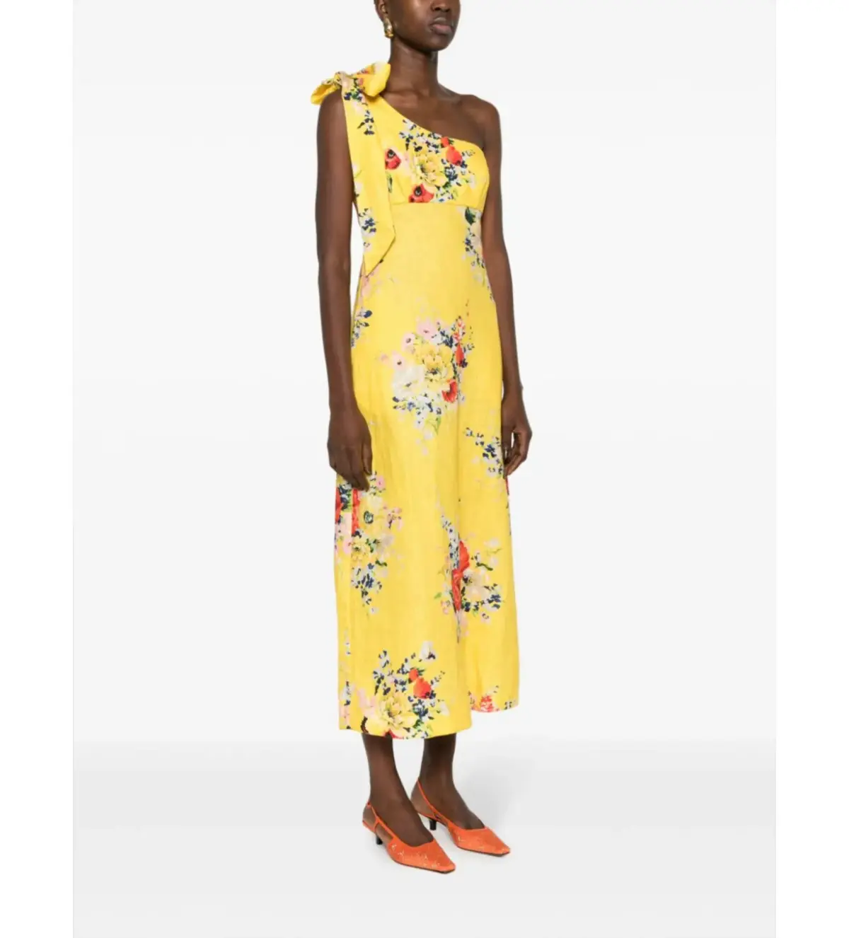 Zimmermann Alight Asymmetric Midi Dress in Yellow Floral Size 1 / AU 10 - Image 2