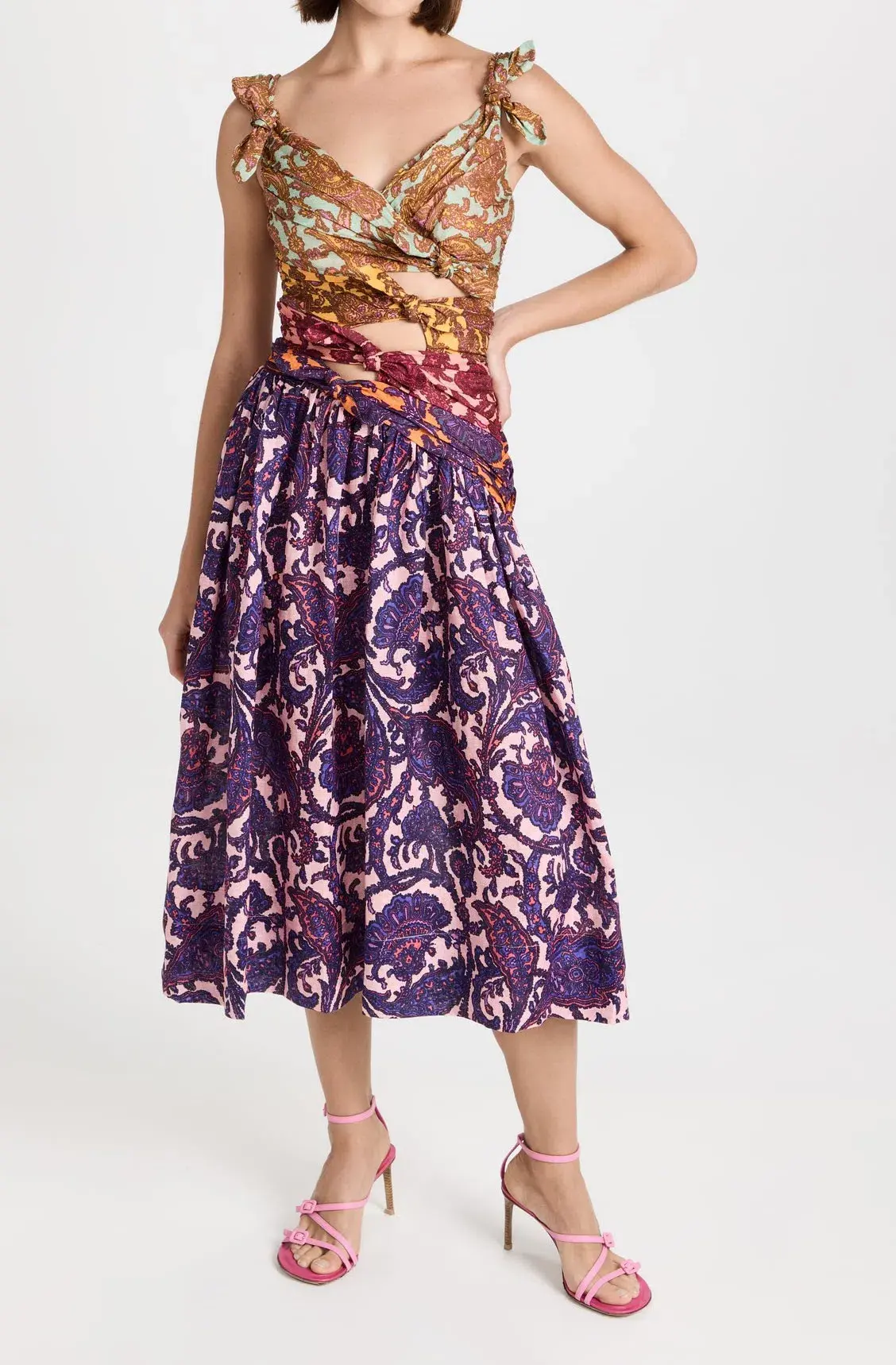 Zimmermann Tiggy Bow Midi Dress Spliced Paisley Size AU 6 - Image 2
