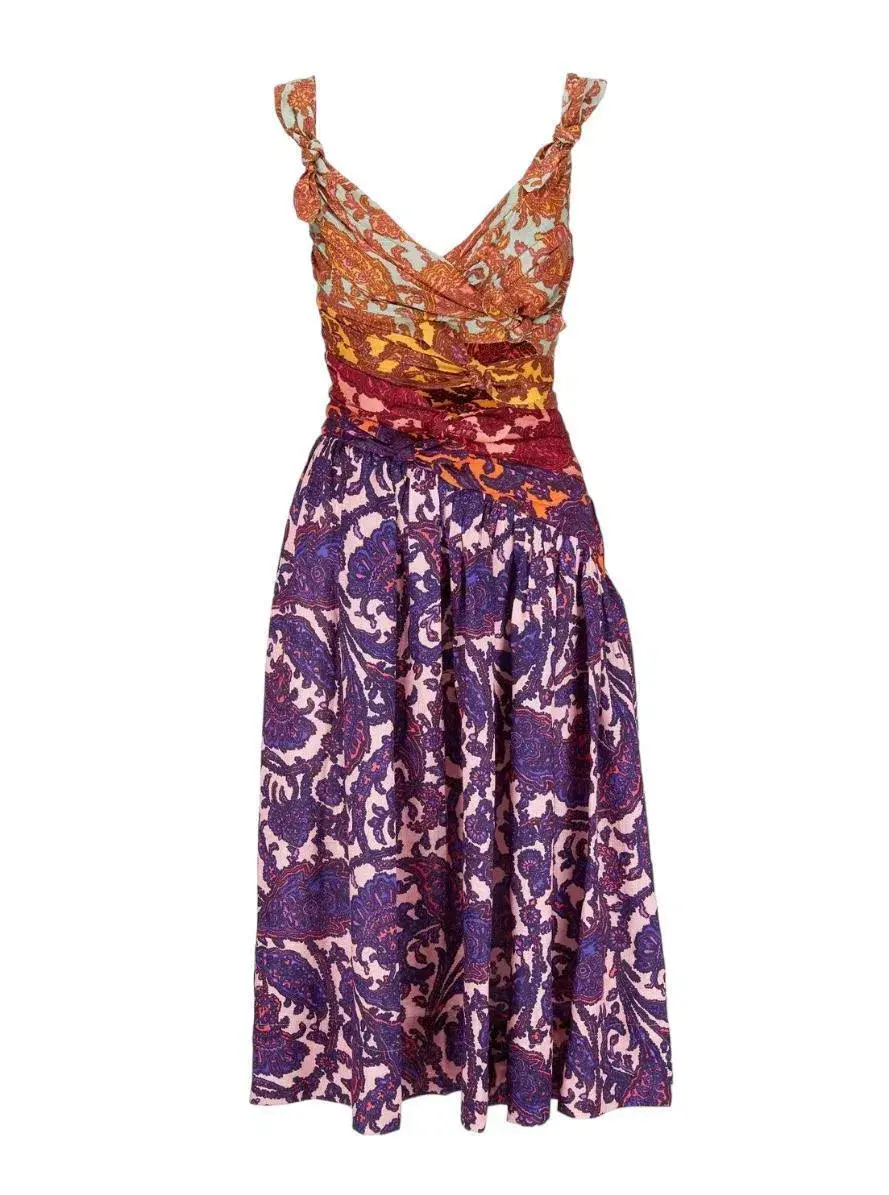 Zimmermann Tiggy Bow Midi Dress Spliced Paisley Size AU 6 - Image 4