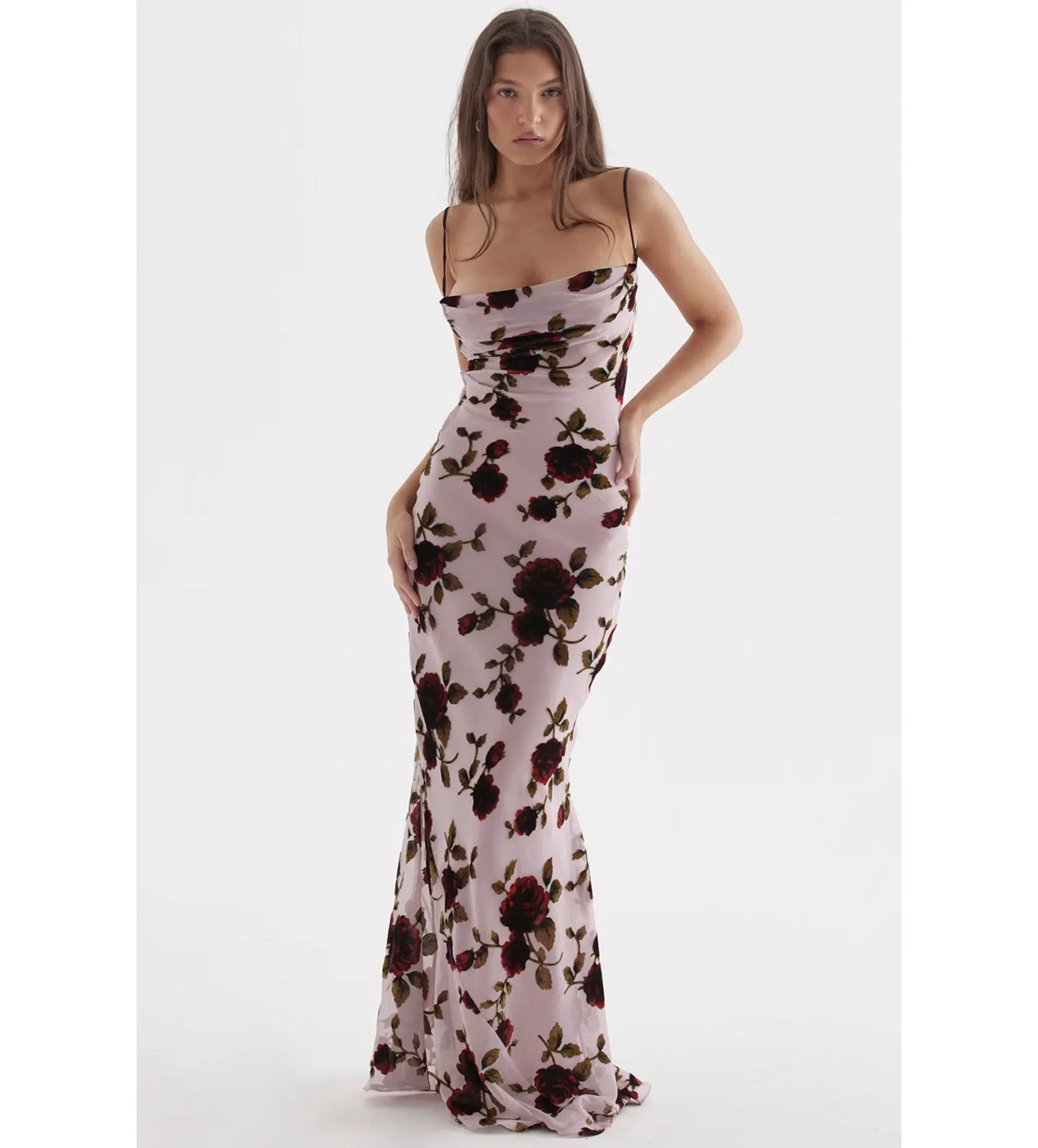 House of CB Serena Maxi Dress Pink Devore Size S/AU 8 - Image 1