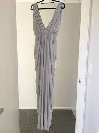 Sheike Grecian Maxi Dress Soft Grey Size 8 - Image 1