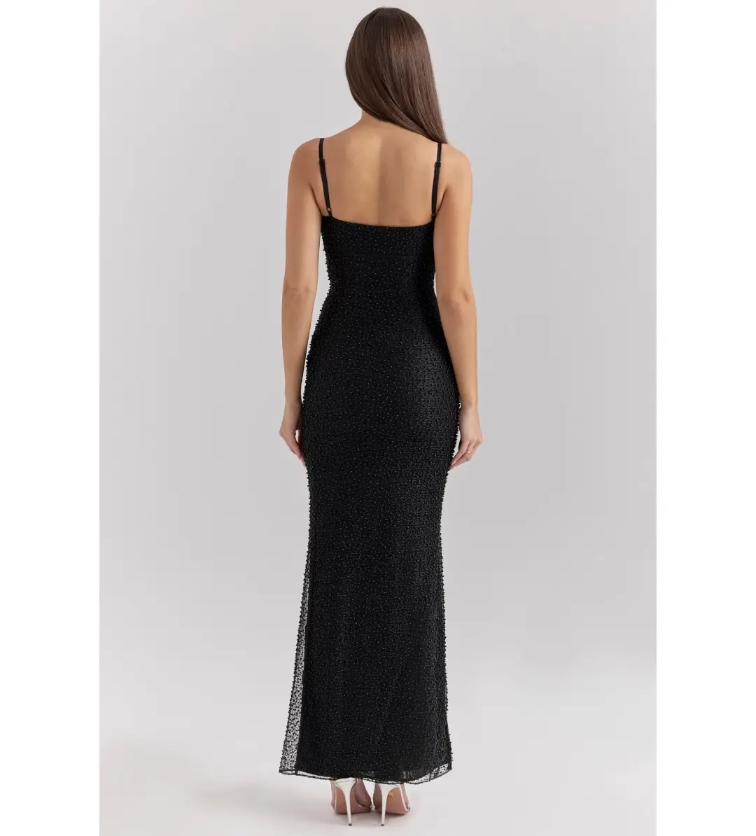 House of CB Calla Black Pearl Embellished Maxi Dress Black Size XS / AU 6 for rent on The Volte - main image