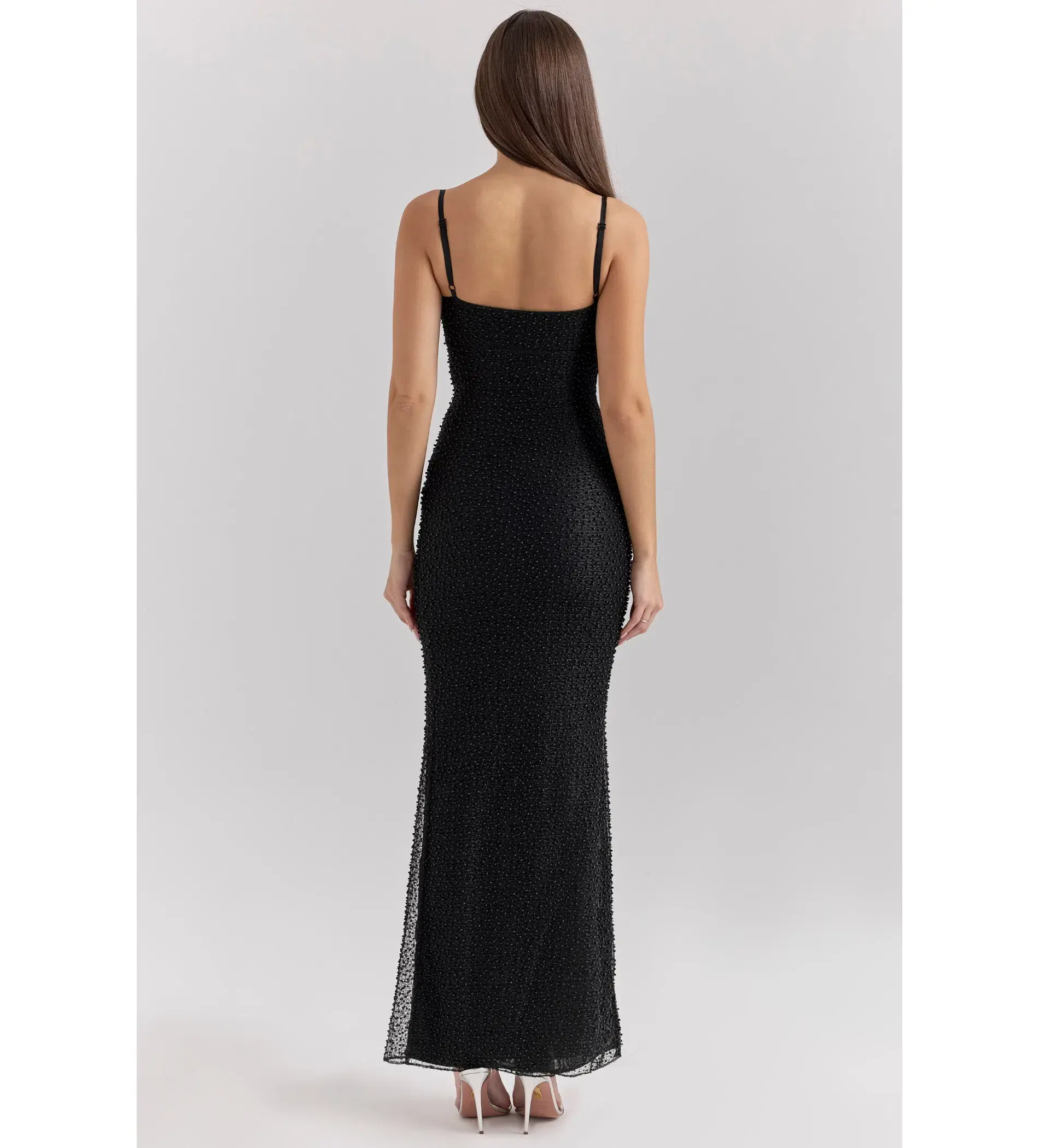 House of CB Calla Black Pearl Embellished Maxi Dress Black Size XS / AU 6 - Image 4