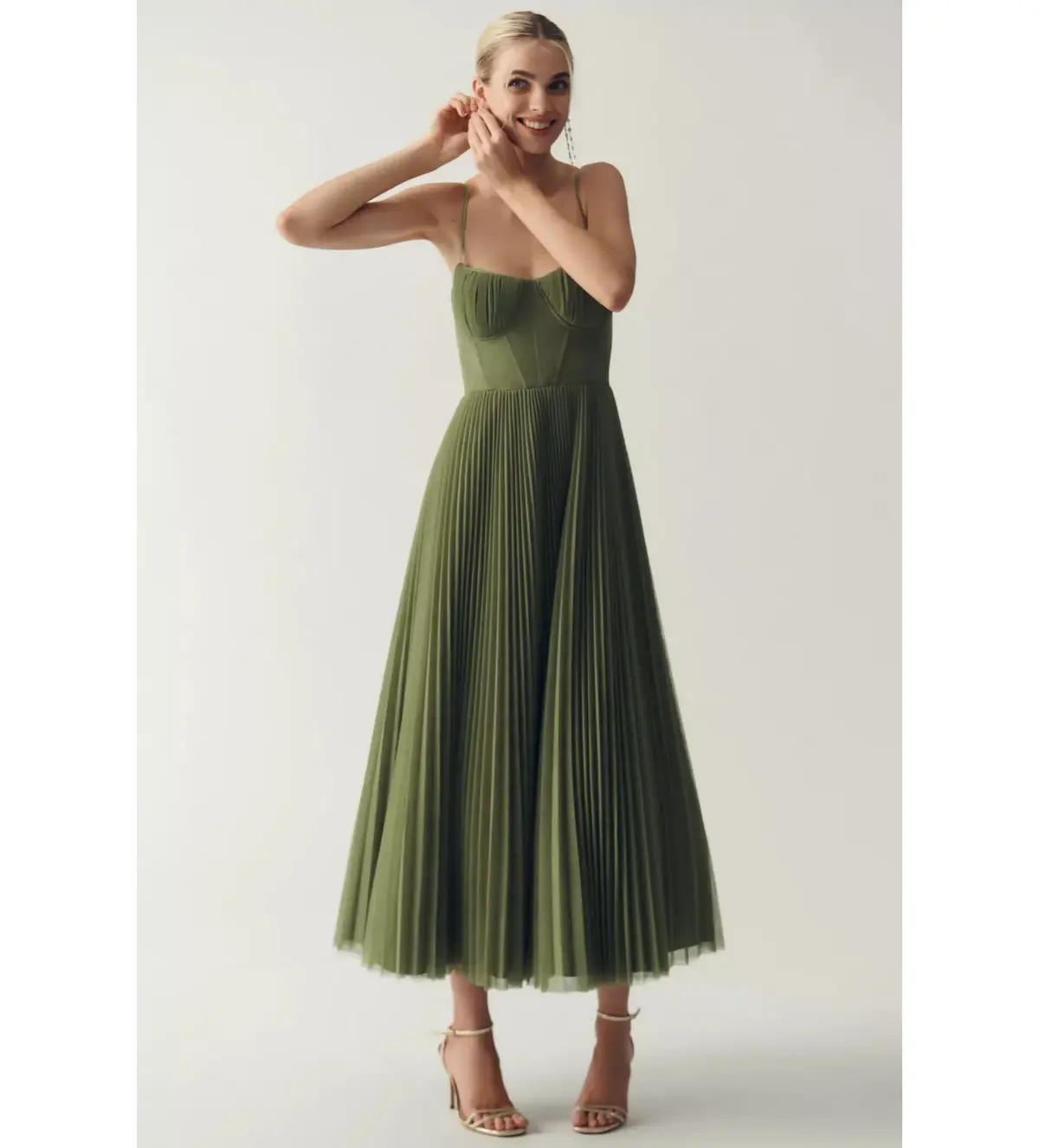 Hutch Amara Corset Pleated Tulle Fit & Flare Midi Dress Size AU 8 - Image 5
