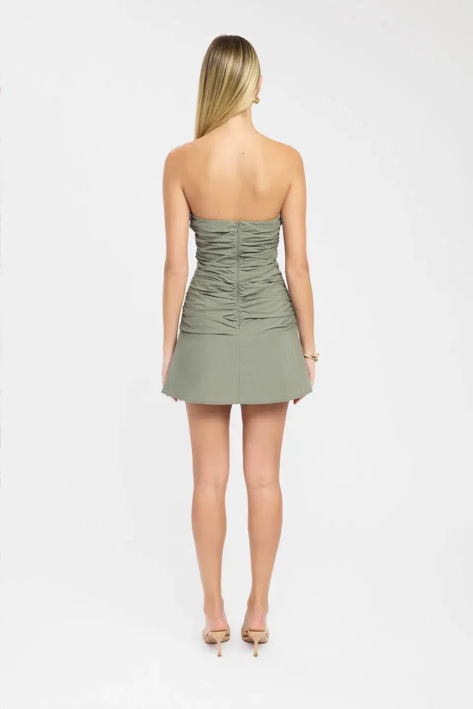 Kookai Romeo Strapless Mini Dress in Moss Size 6 - Image 3