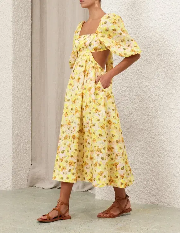 Zimmermann Lightburst Cut Out Midi Dress Size 1/AU 10 - Image 2