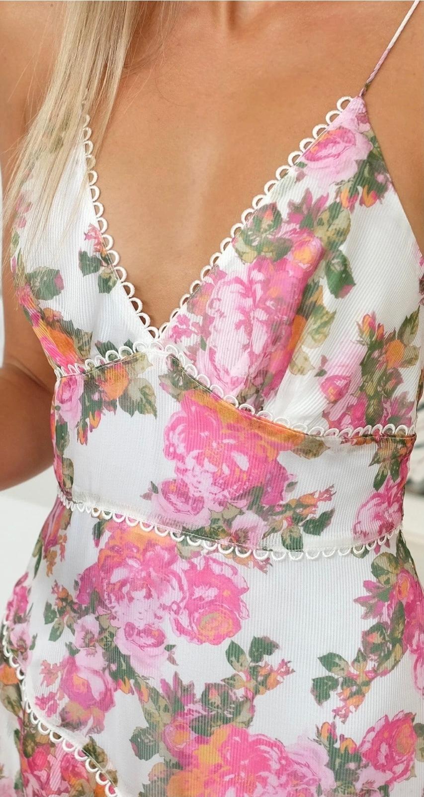 Keepsake The Label Oblivion Midi Dress Ivory Rose Floral Size Small/Au 8 - Image 4