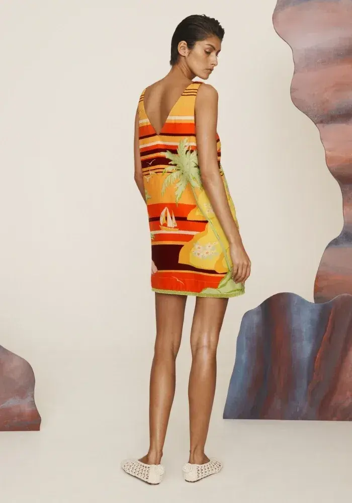 Alemais Palm Island V Neck Mini Dress Multi Size 6 - Image 3