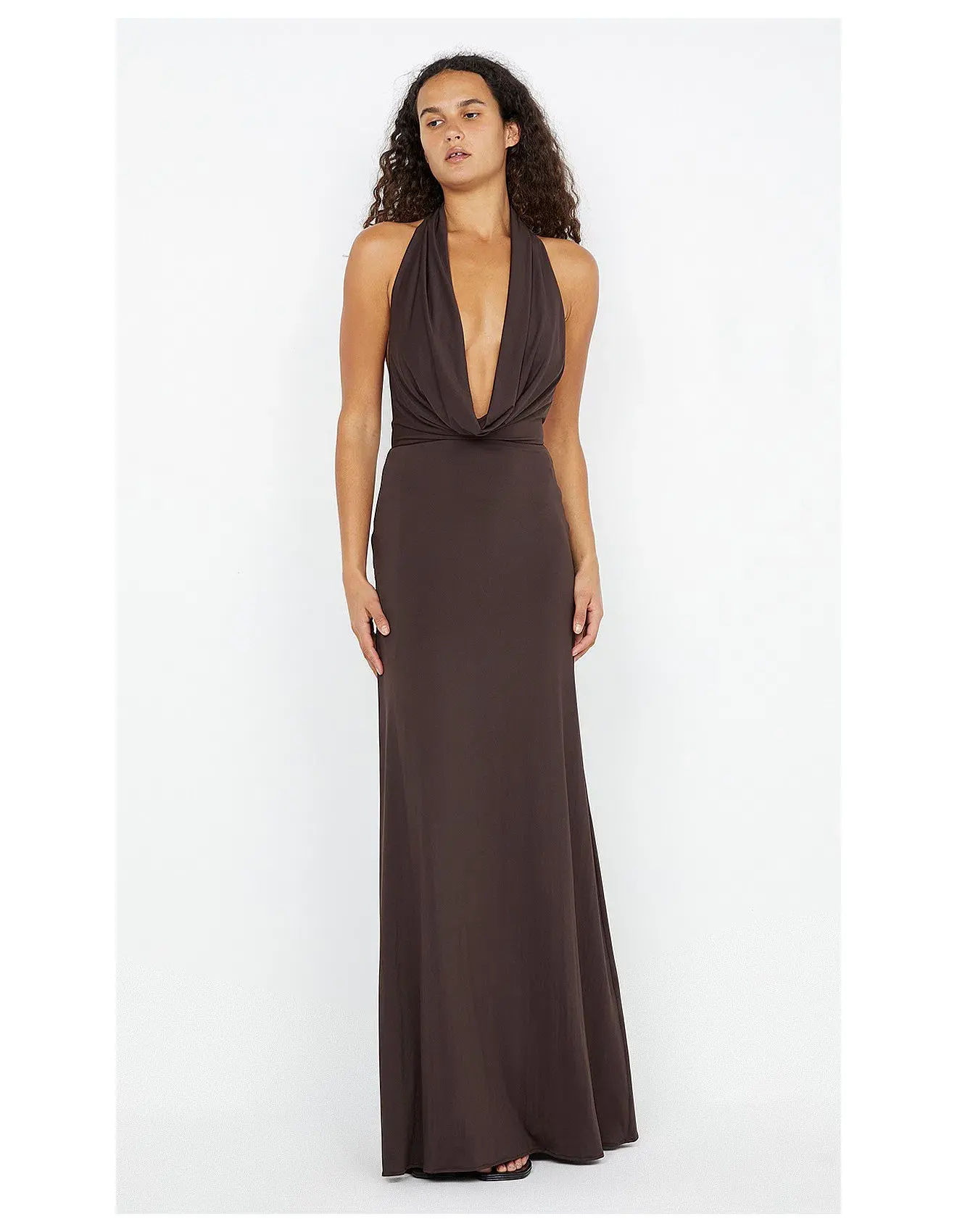 Bec and Bridge Nessie Cowl Neck Maxi Dress Dark Chocolate Size AU 12 - Image 1