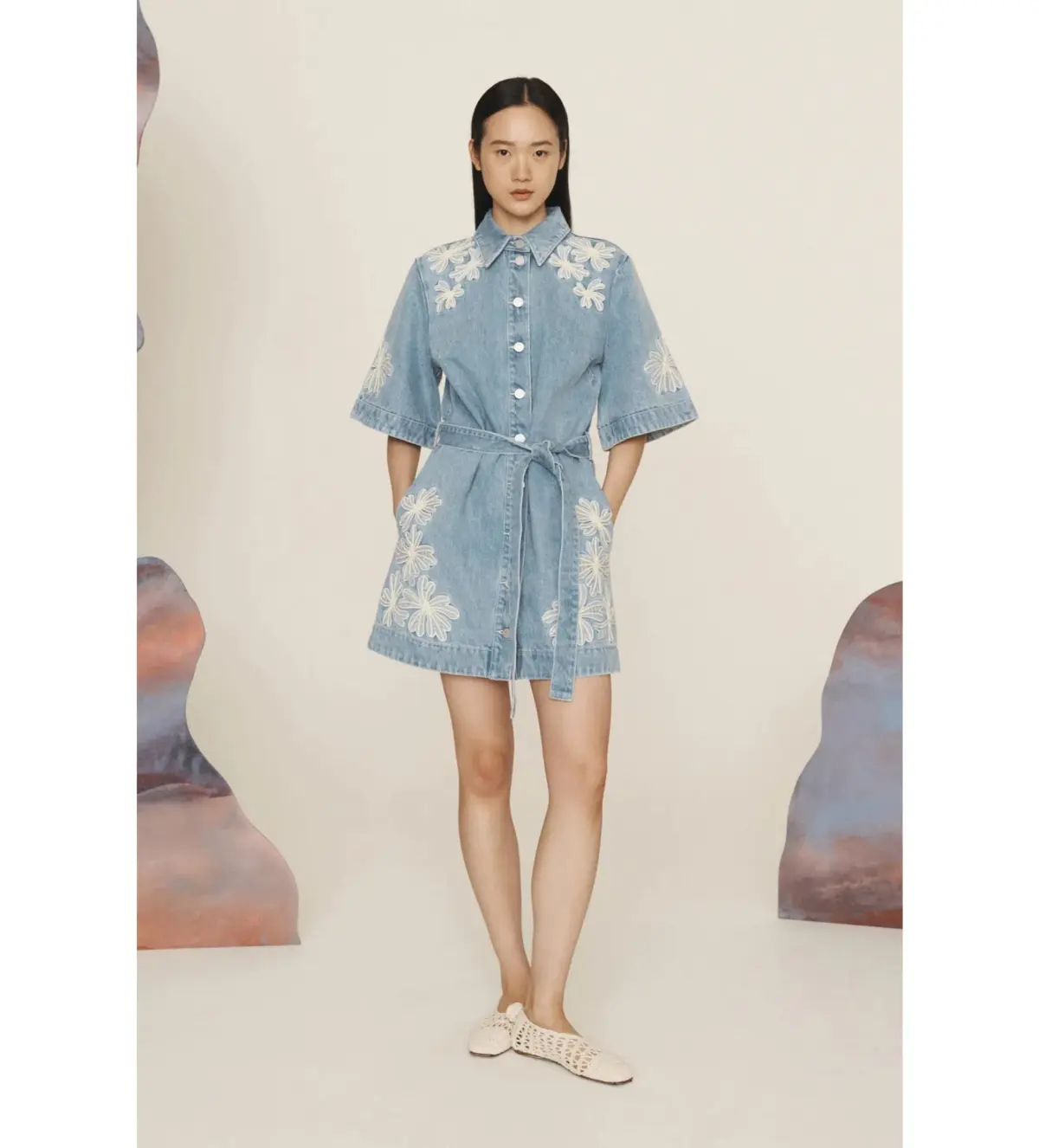 Alemais Charlene Denim Mini Dress Size AU 16  - Image 1
