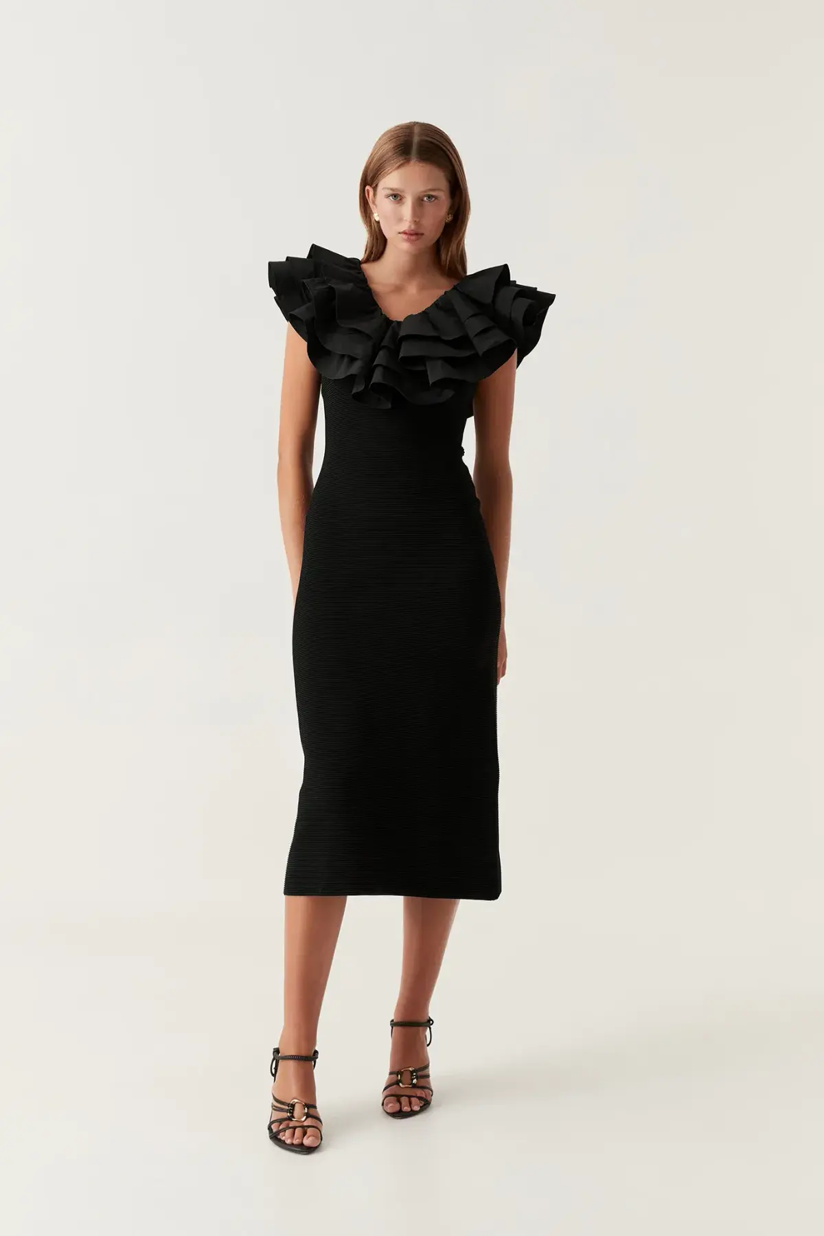 AJE Transcendent Ruffle Midi Dress AU 6 XS - Image 2