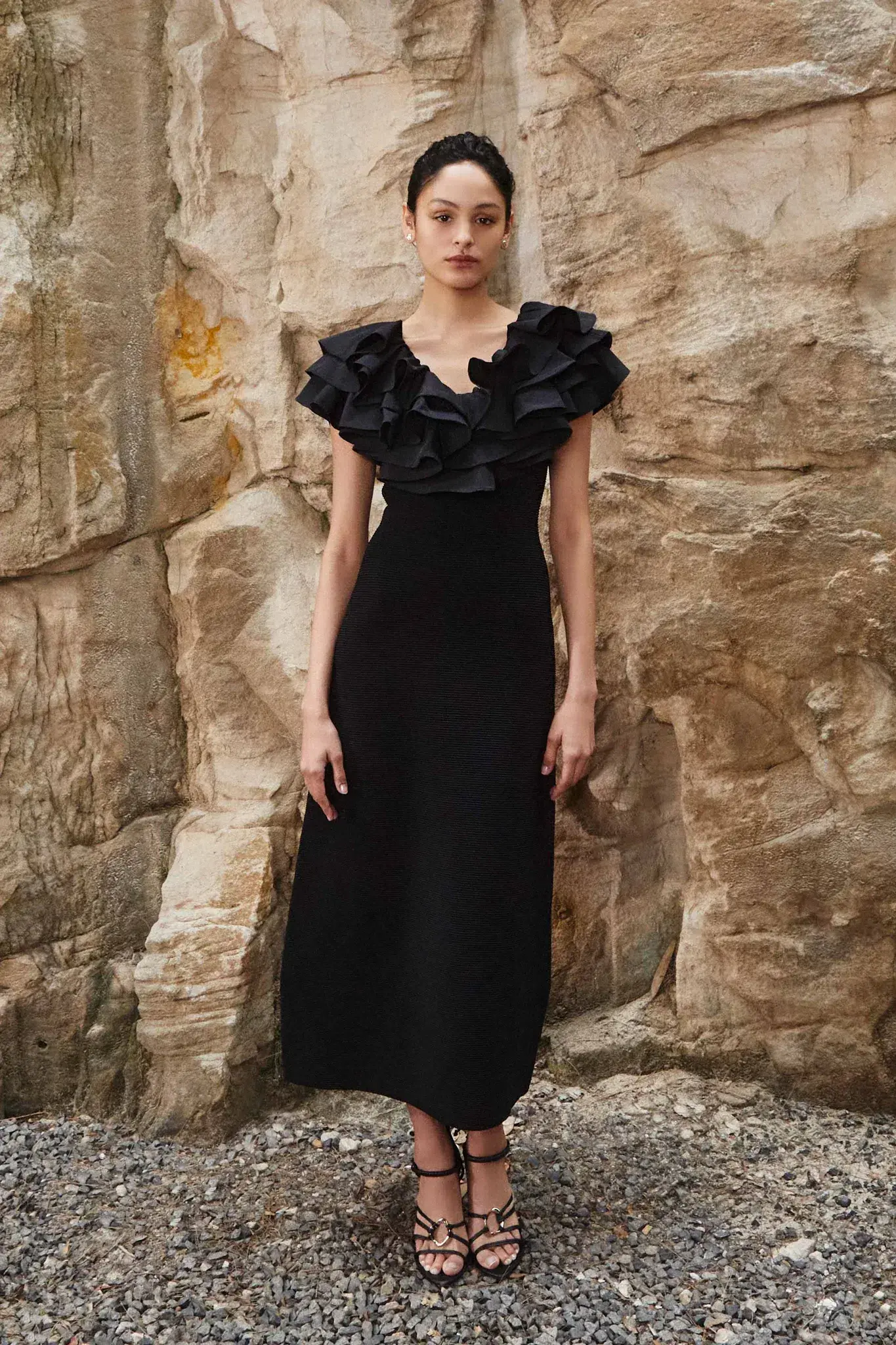 AJE Transcendent Ruffle Midi Dress AU 6 XS - Image 1