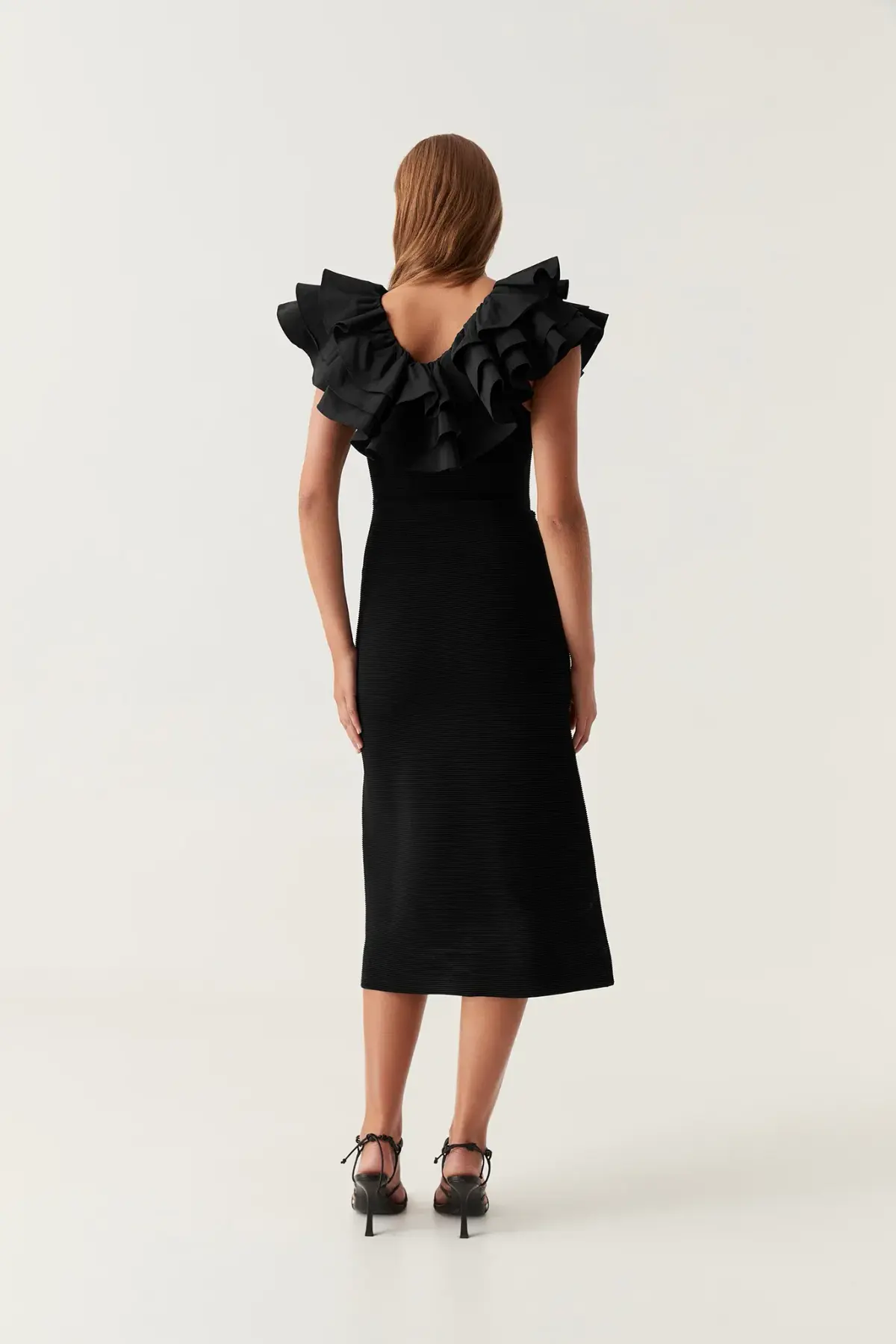 AJE Transcendent Ruffle Midi Dress AU 6 XS - Image 4