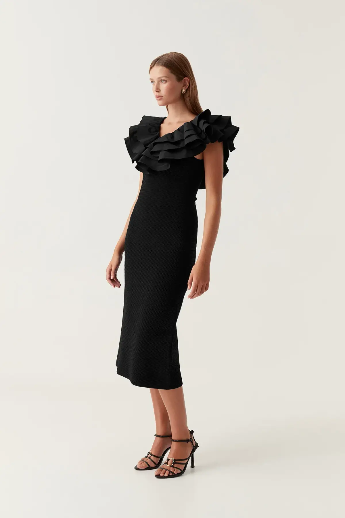 AJE Transcendent Ruffle Midi Dress AU 6 XS - Image 3