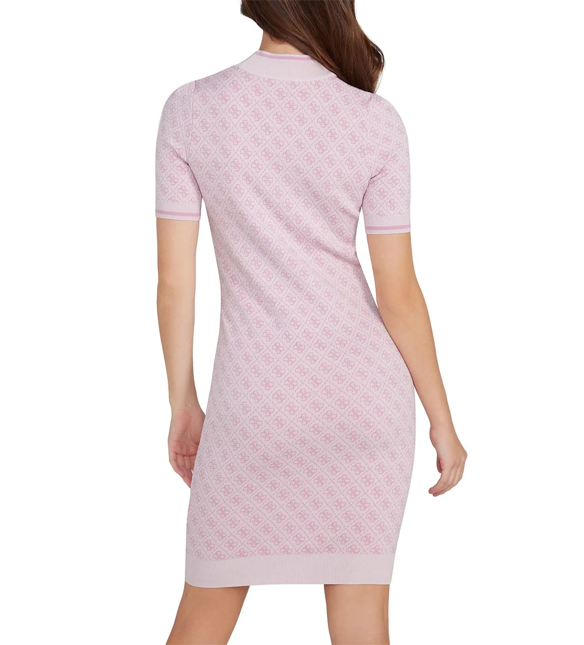 Guess Short Sleeve Lise 4G Logo Sweater Mini Dress Pink & Lilac Cream Combo Size 12/M - Image 4