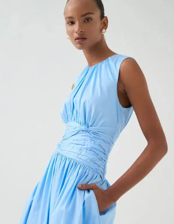 Aje Agatha Knot Midi Dress Powder Blue Size AU 14 - Image 4
