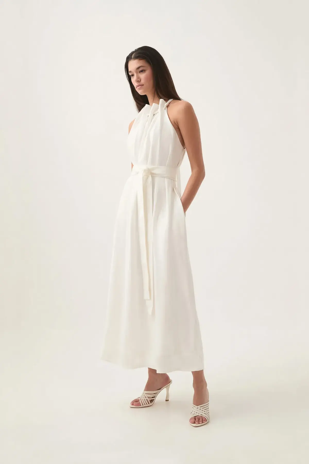 AJE Mariel Trapeze Midi Dress White Size AU 10 - Image 3
