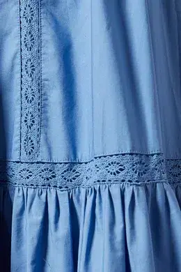 Joslin Vivienne Organic Cotton Smock Midi Dress Blue Size 8 - Image 4