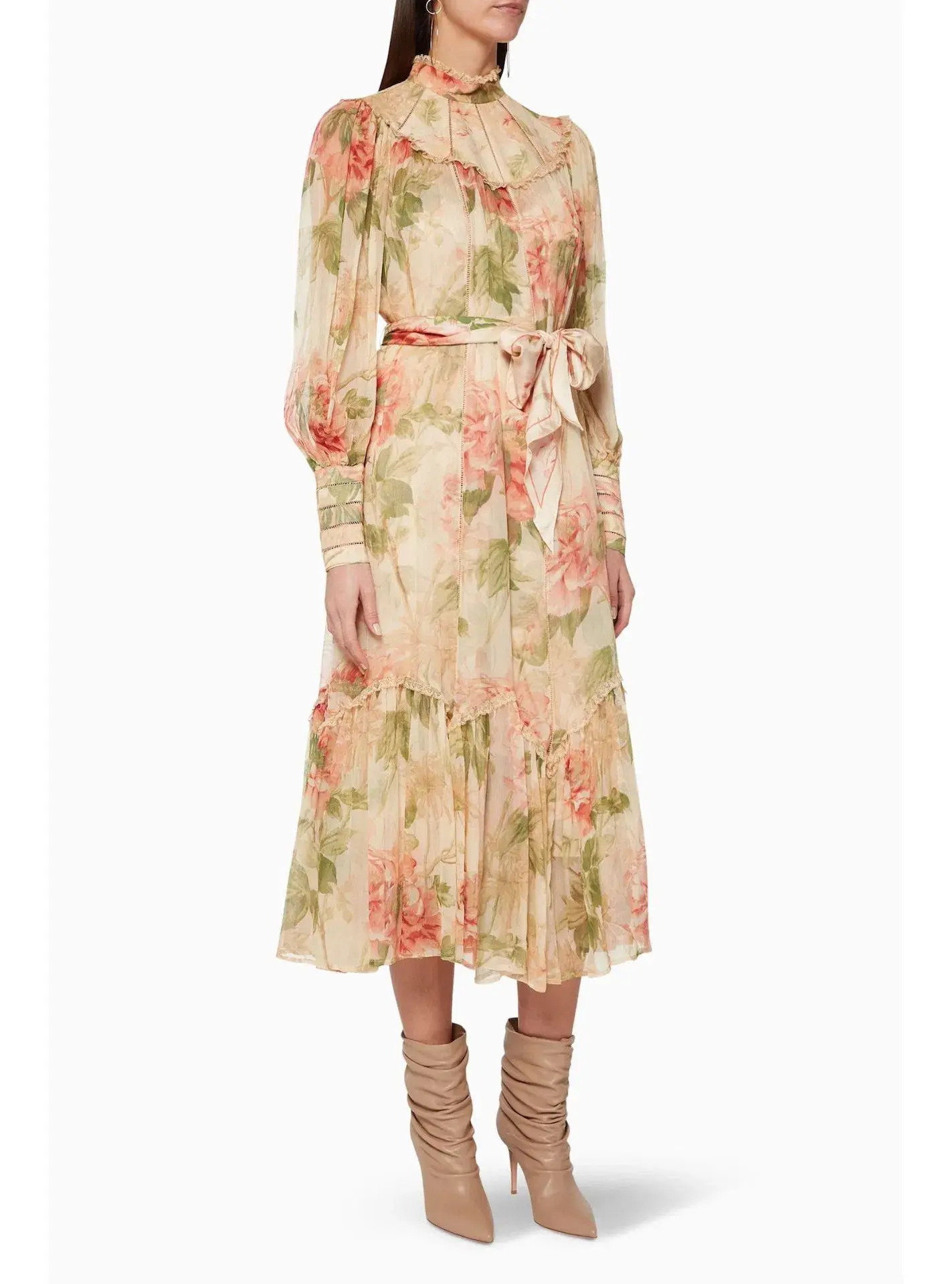 Zimmermann Espionage Swing Yoke Midi Dress in Antique Peony  Size 1 / AU 10 - Image 1