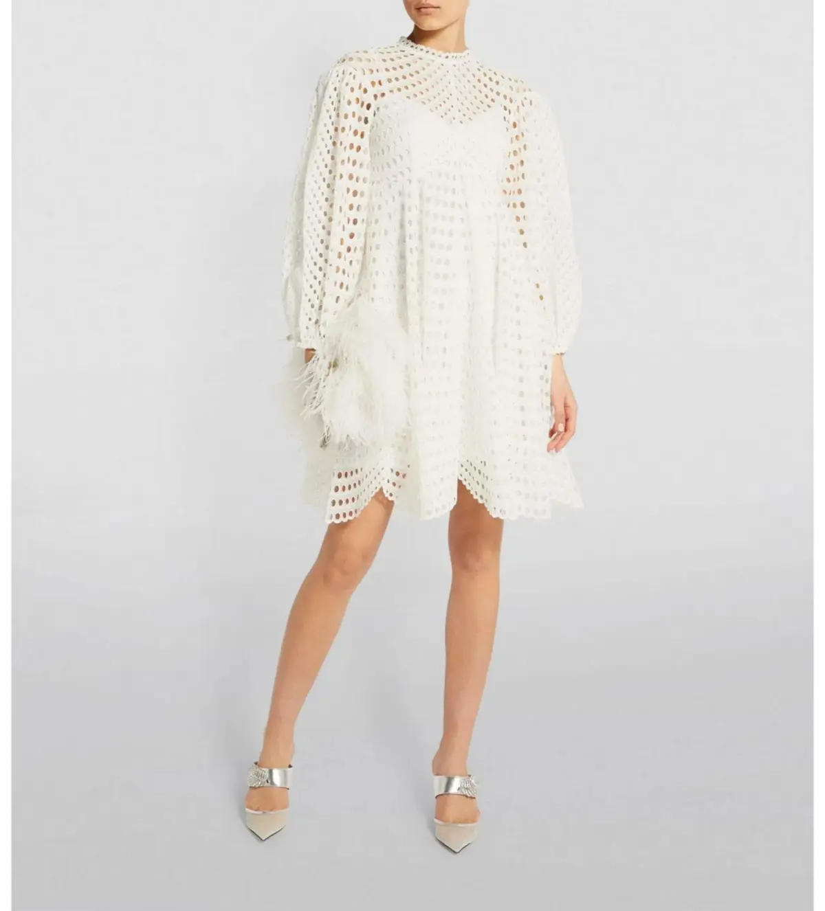 Zimmermann Poppy Eyelet Mini Dress White Size 0/ AU 8 - Image 1