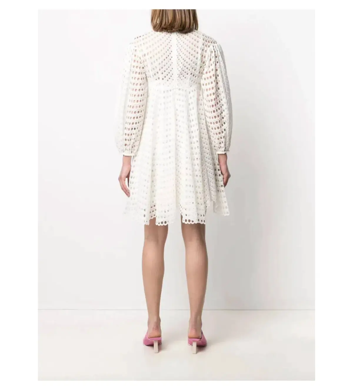 Zimmermann Poppy Eyelet Mini Dress White Size 0/ AU 8 - Image 3