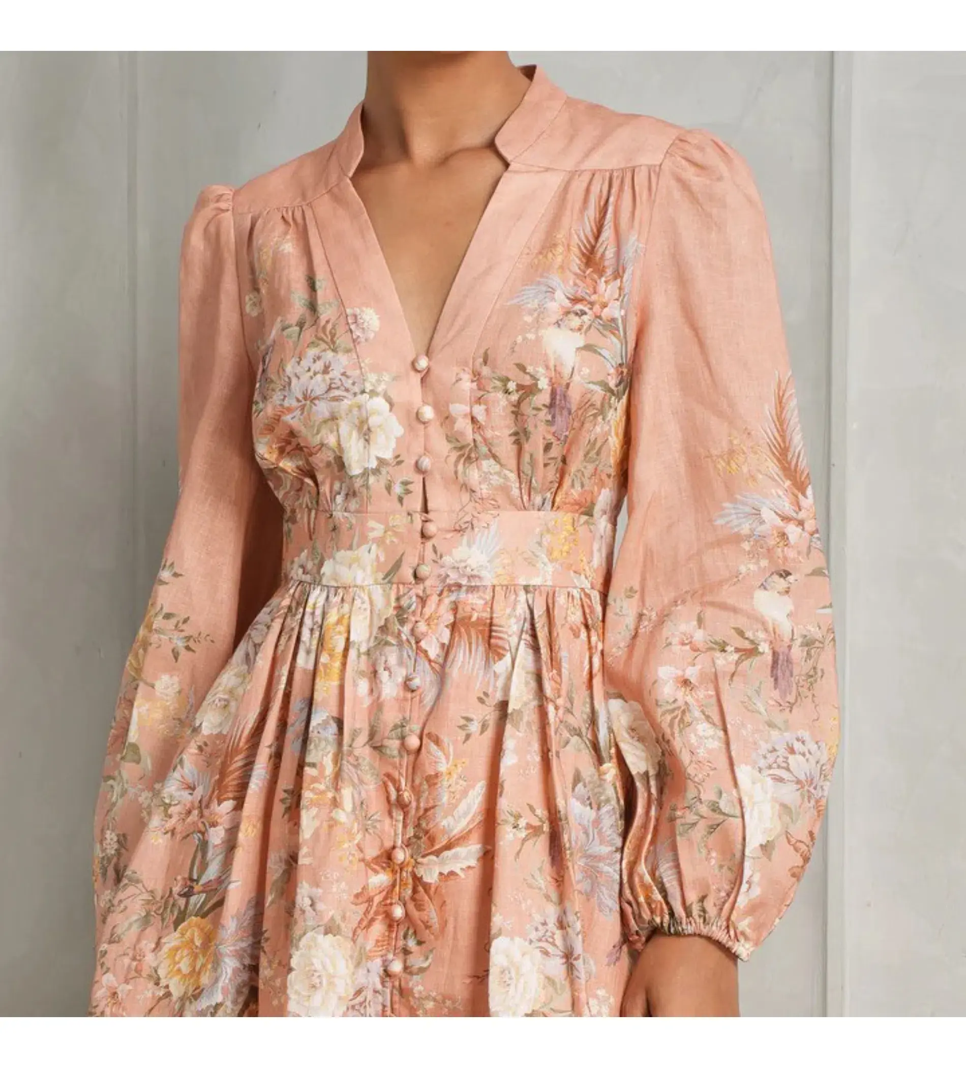 Zimmermann Tallow Plunge Mini Dress Pink Multi Floral Size AU 12 - Image 5