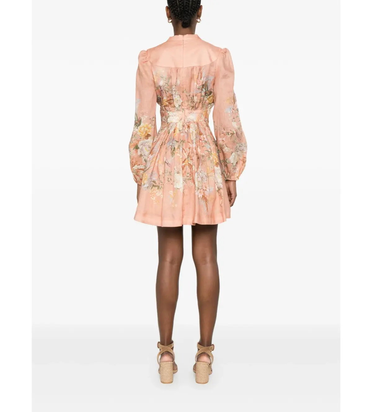 Zimmermann Tallow Plunge Mini Dress Pink Multi Floral Size AU 12 - Image 3