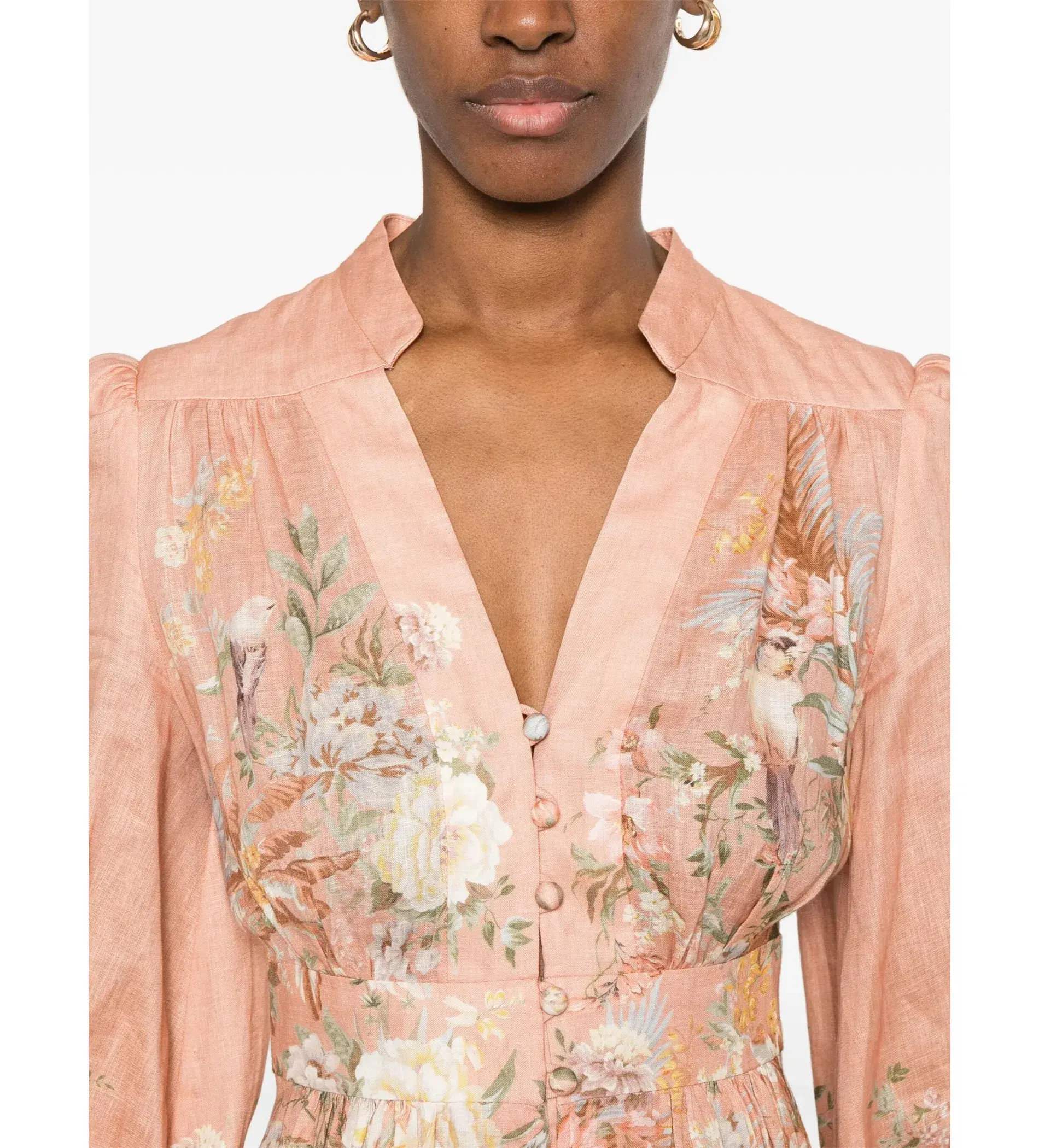 Zimmermann Tallow Plunge Mini Dress Pink Multi Floral Size AU 12 - Image 4