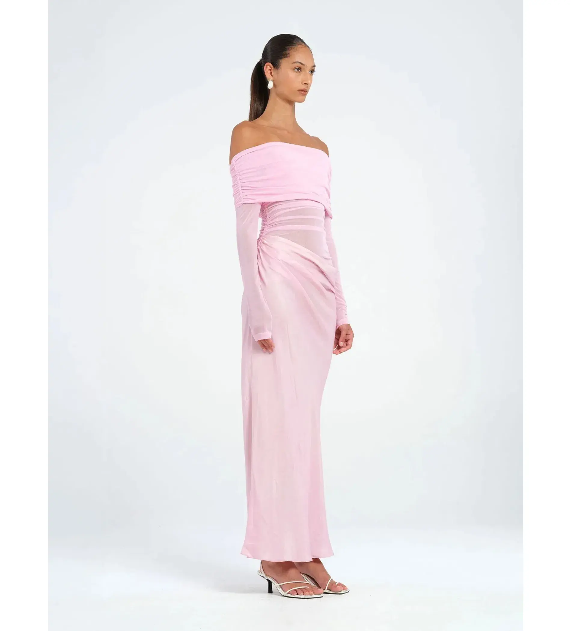 Benni Yasmin Off-Shoulder Maxi Dress Pink Size AU 8 - Image 2
