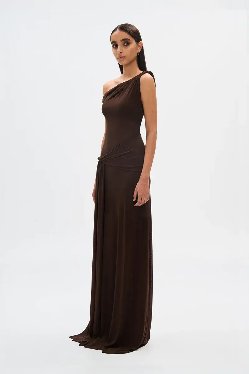 Misha The Sisal Mesh Dress ESPRESSO Size 10 - Image 5