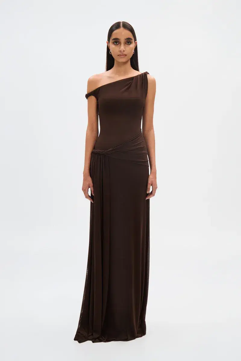 Misha The Sisal Mesh Dress ESPRESSO Size 10 - Image 1