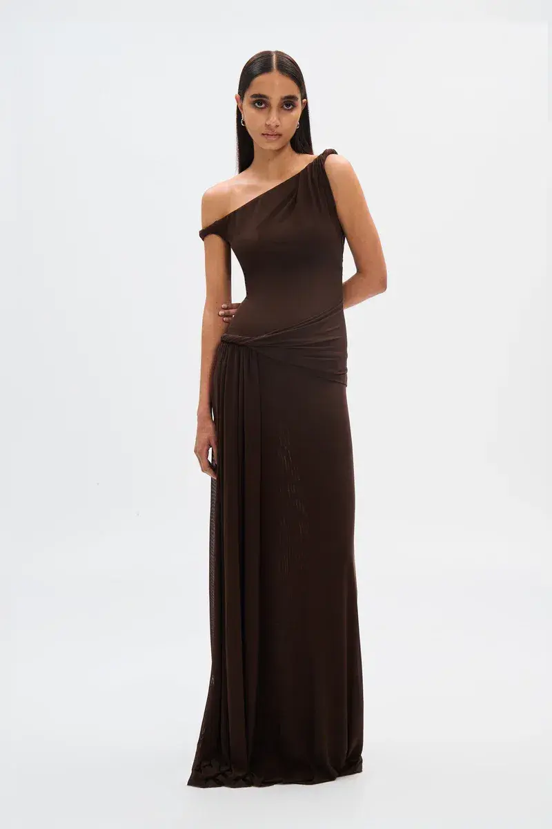 Misha The Sisal Mesh Dress ESPRESSO Size 10 - Image 3