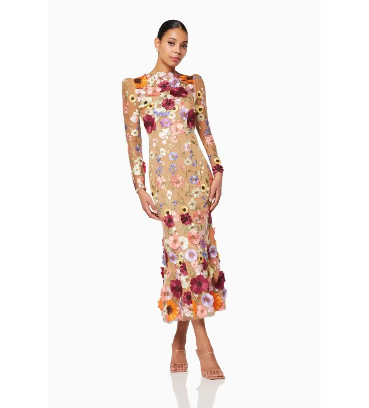 Elliott Shannon Floral Midi Dress | Size L / AU 12 - Image 1