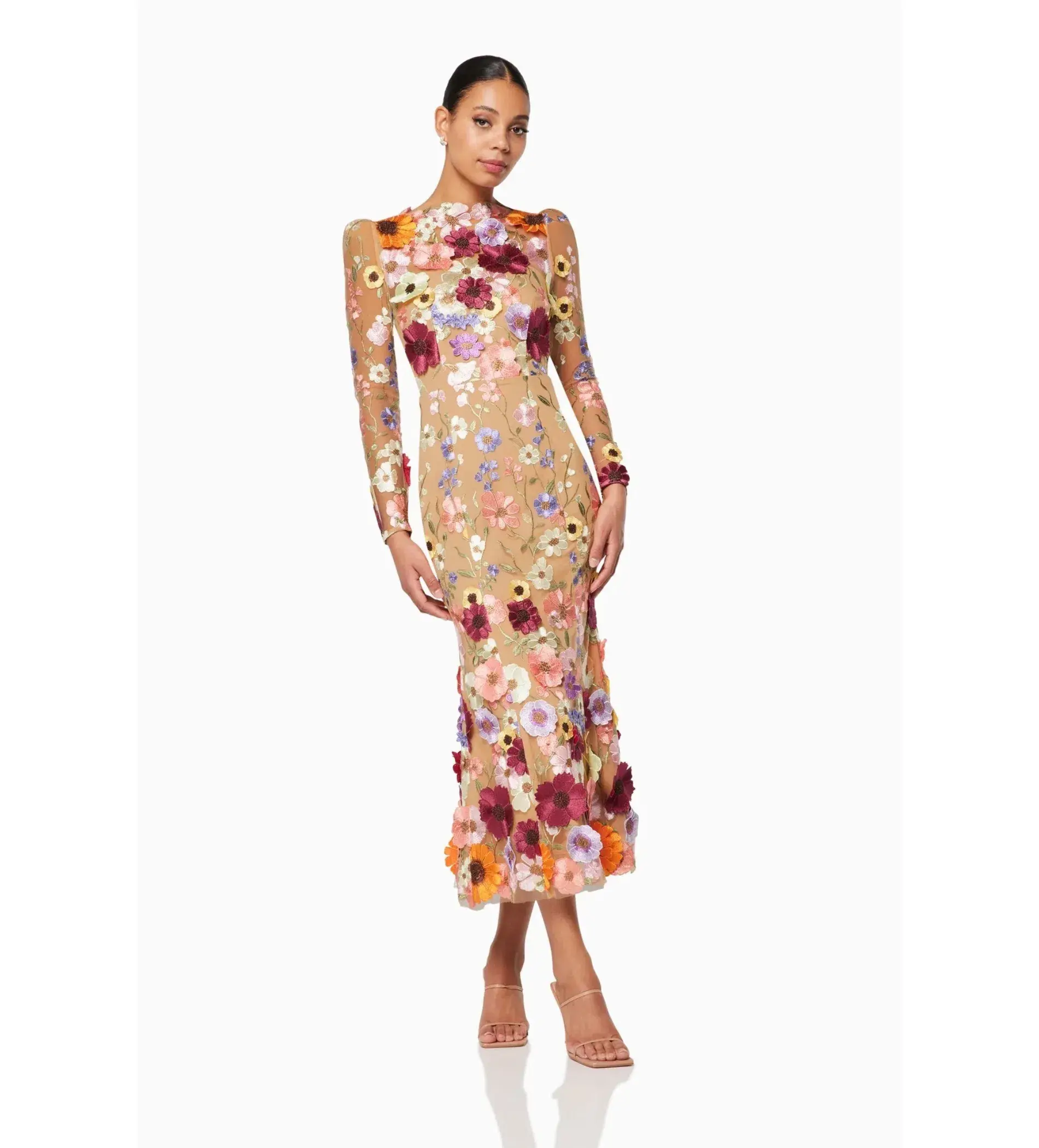 Elliott Shannon Floral Midi Dress | Size L / AU 12 - Image 1