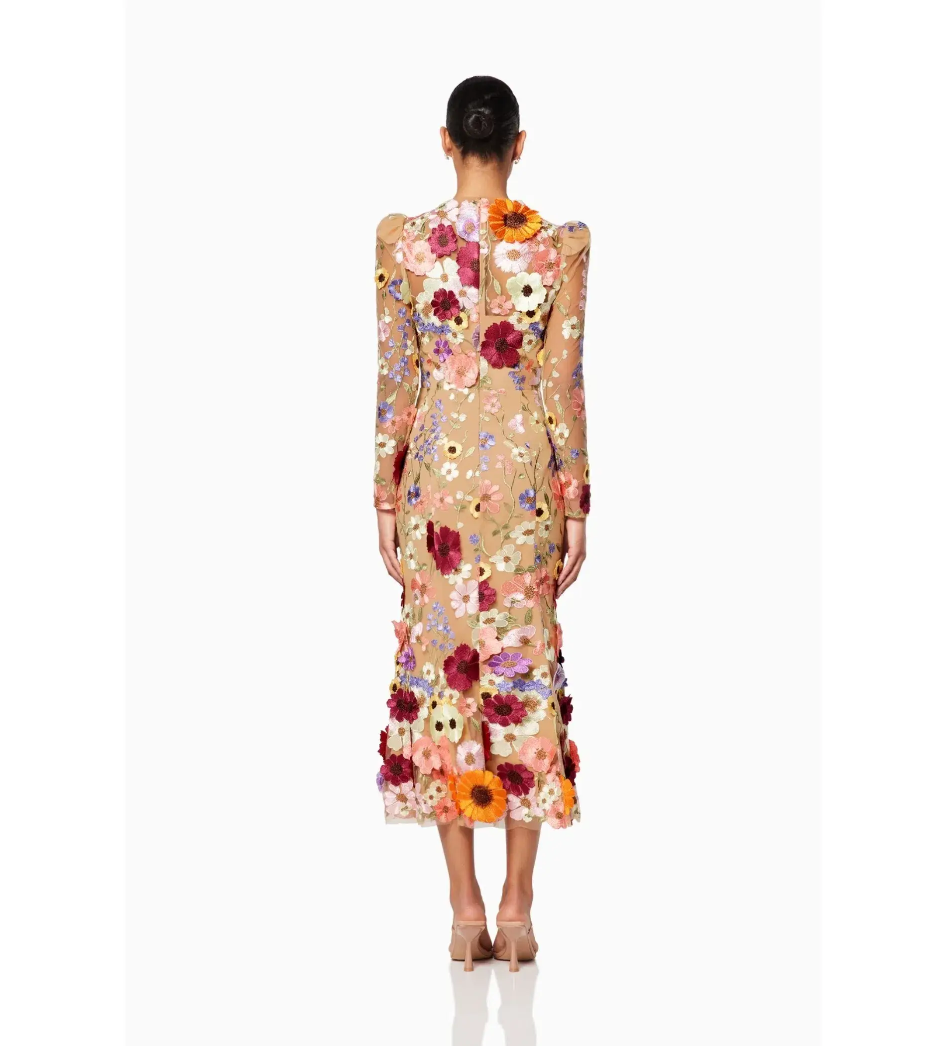 Elliott Shannon Floral Midi Dress | Size L / AU 12 - Image 3