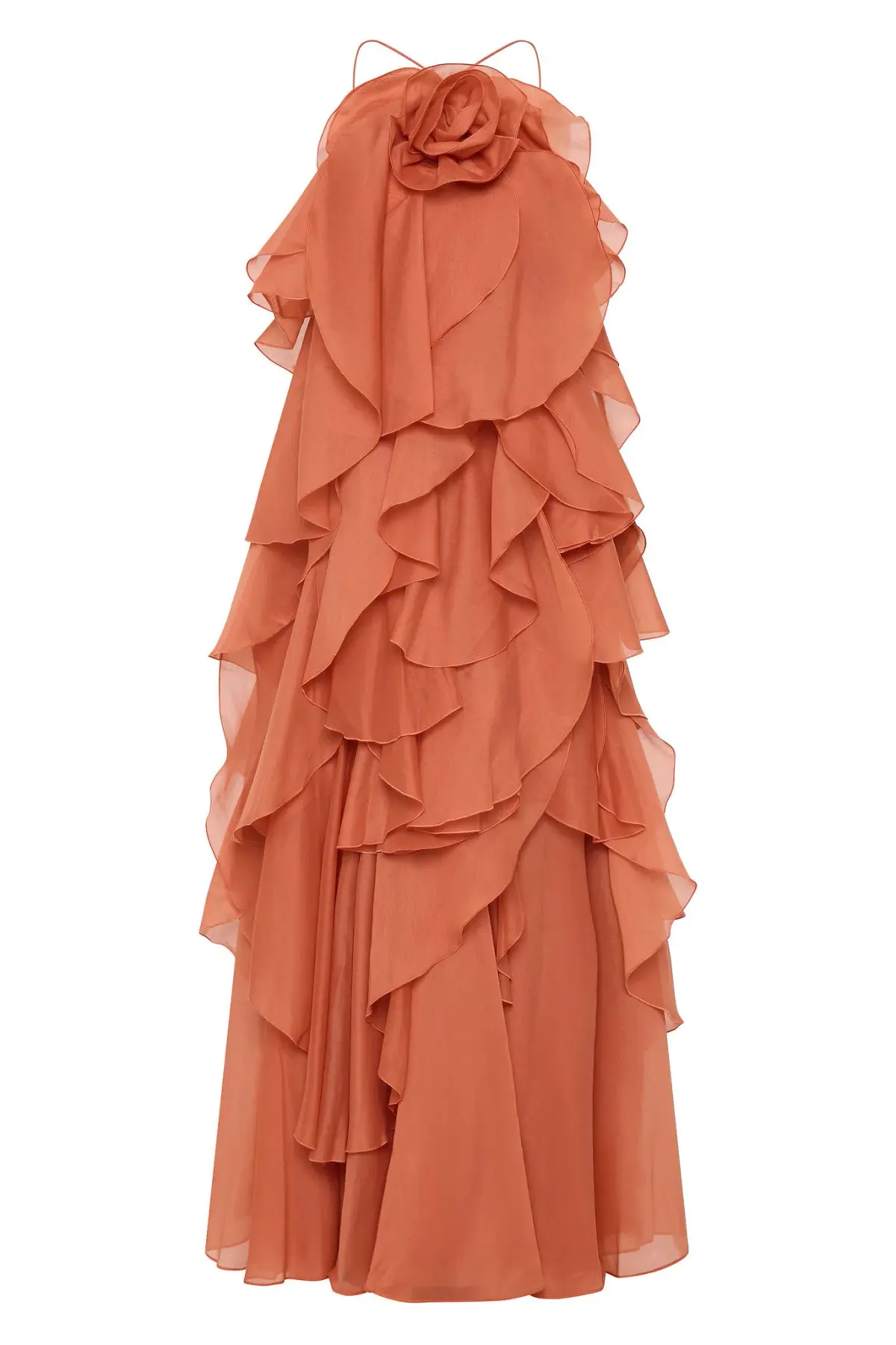 Aje Pandorea Layered Maxi Dress Coral Clay Size 10 - Image 4