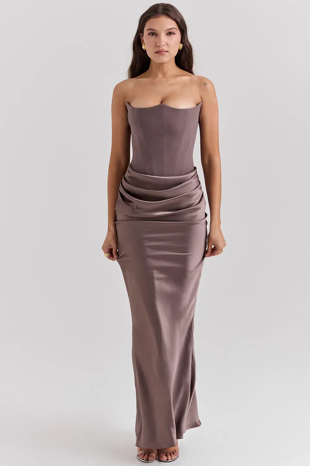 House of CB Persephone Strapless Corset Maxi Dress Smoke Size XS / AU 6 (Regular Cup) - Image 3