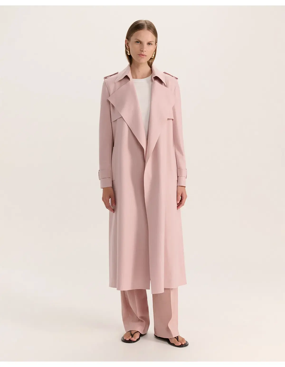 Saba Karla Longline Trench Coat Pink Salt Size AU 6 - Image 1