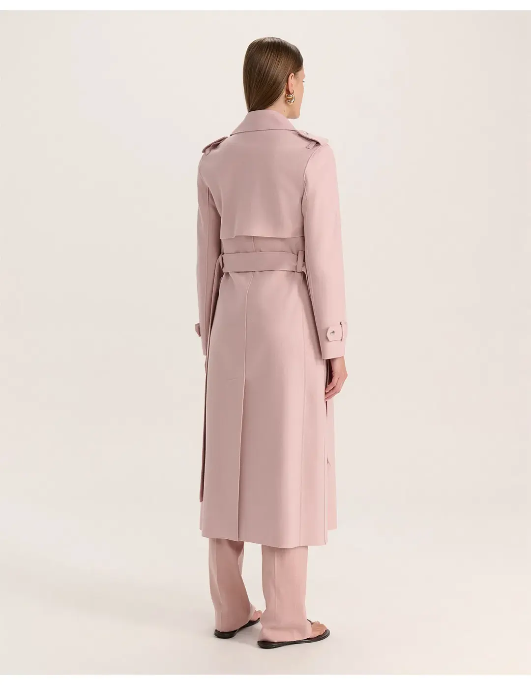 Saba Karla Longline Trench Coat Pink Salt Size AU 6 for rent on The Volte - main image