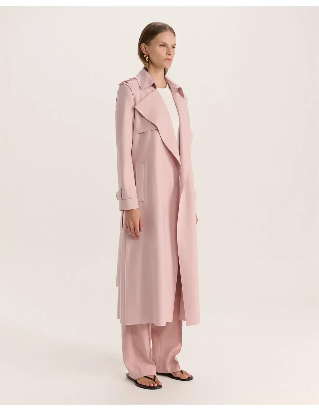 Saba Karla Longline Trench Coat Pink Salt Size AU 6 for rent on The Volte - main image