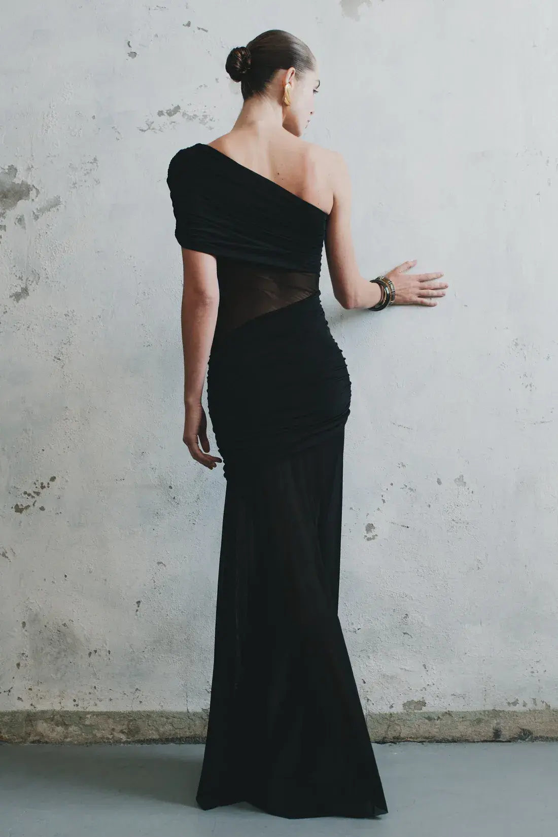 Meshki Dallas One Shoulder Mesh Maxi Dress in Black Size 10 - Image 6