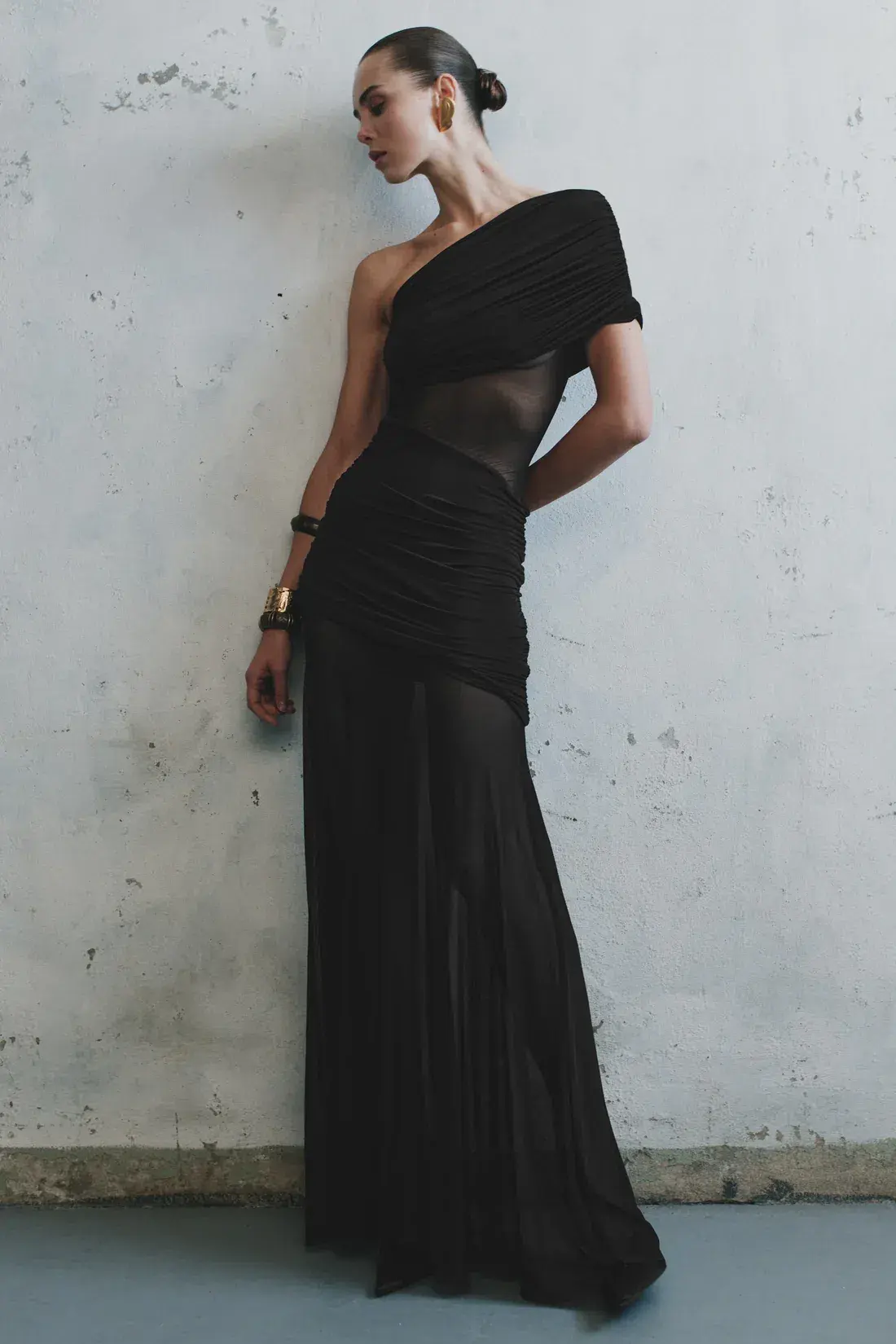 Meshki Dallas One Shoulder Mesh Maxi Dress in Black Size 10 - Image 5