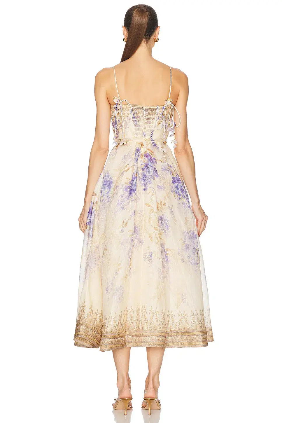 Zimmermann Dawning Picnic Midi Dress Lilac Floral Size 2 / AU 12 - Image 3