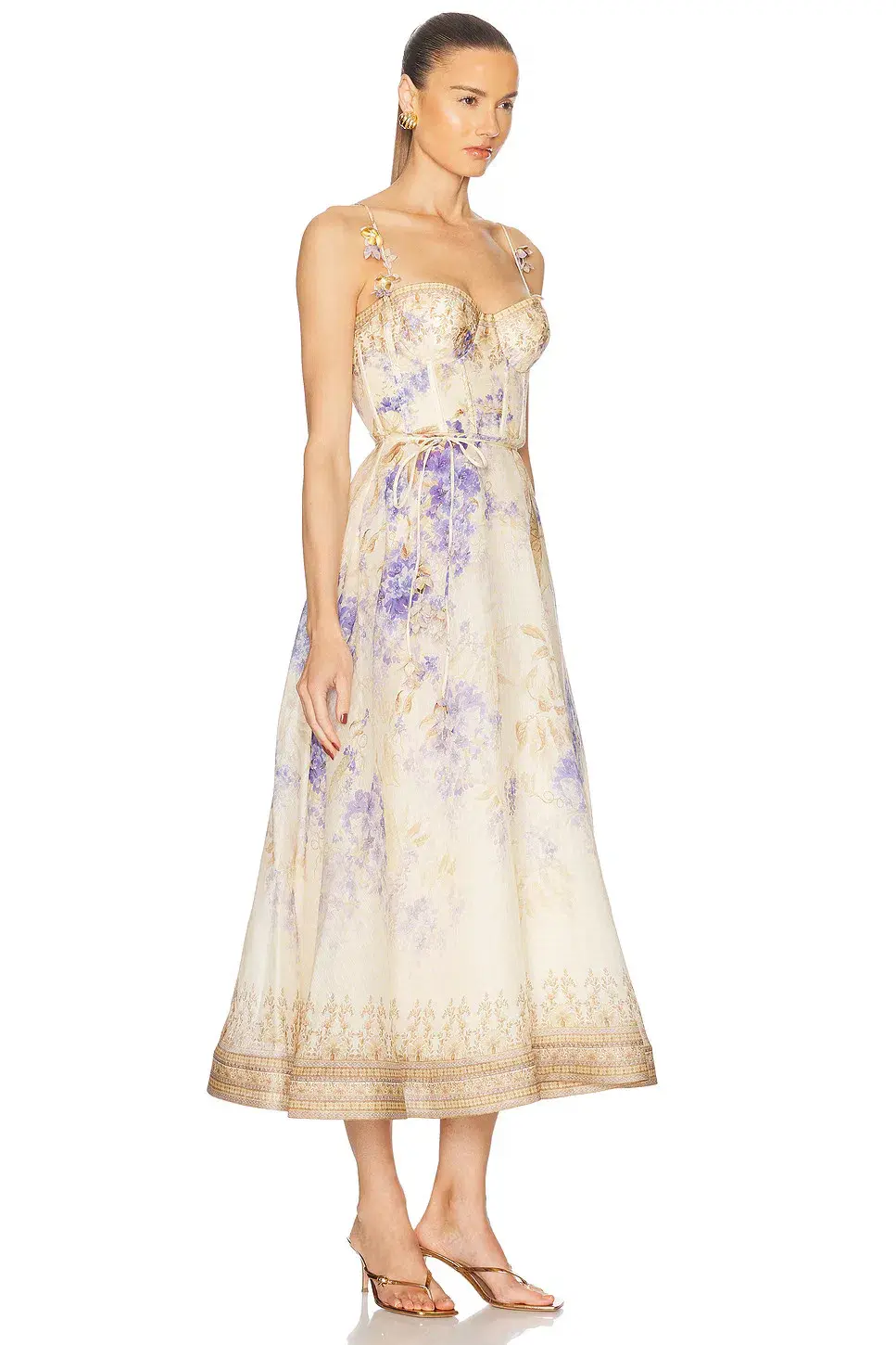 Zimmermann Dawning Picnic Midi Dress Lilac Floral Size 2 / AU 12 - Image 2